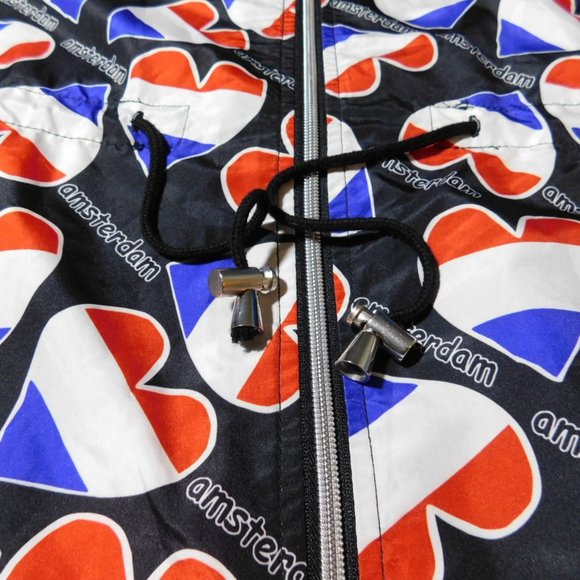 PARKA IN A POCKET Amsterdam Holland Dutch Hearts Lightweight Packable Jacket L - Picture 11 of 11